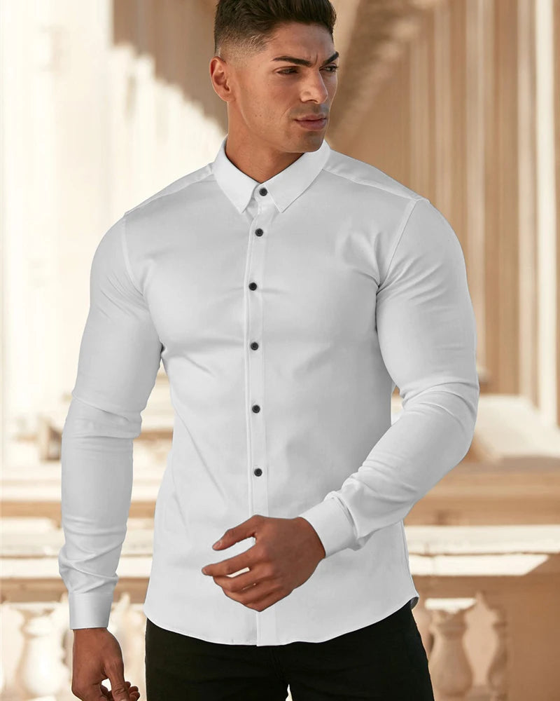 Camisa Masculina de Manga Longa Slim Fit  - Estilo Casual e Social