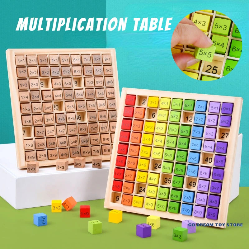 Brinquedo Educativo Montessori de Madeira - Tabela de Multiplicação para Crianças