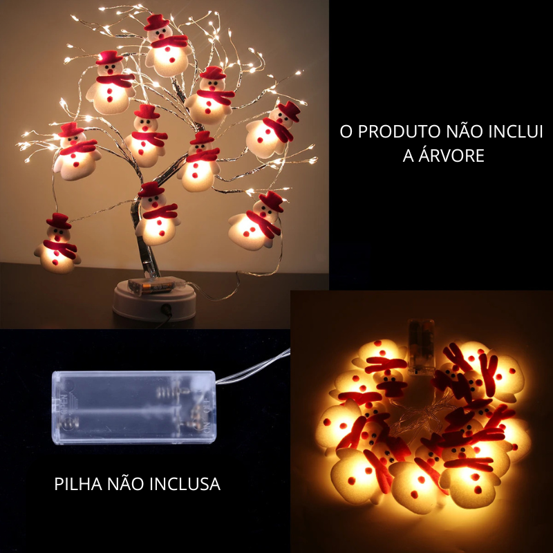 Luzes de Natal LED com Bonecos de Neve – Decoração Charmosa para o Natal 2024