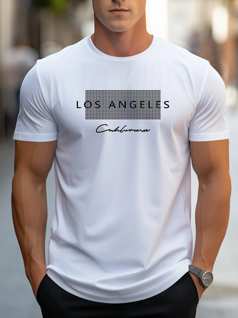 Camiseta Masculina  com Estampa Gráfica "Los Angeles"