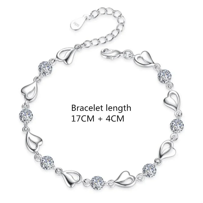 Pulseira Coração Celestial com Cristal em Prata 925