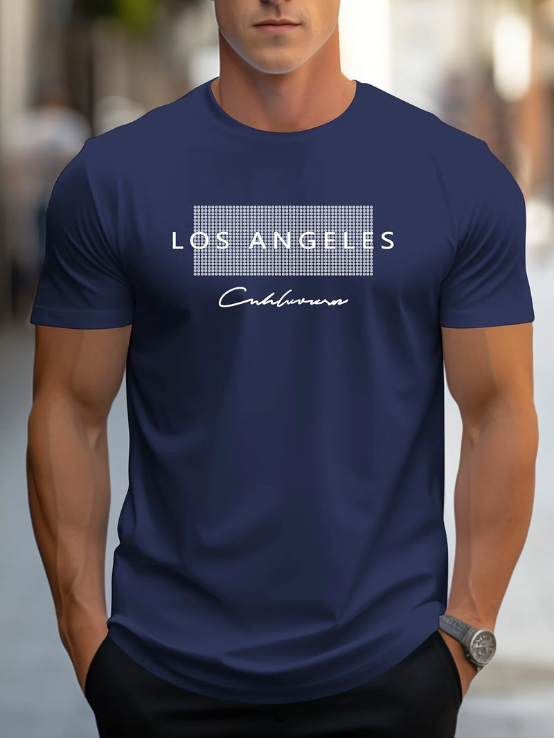 Camiseta Masculina  com Estampa Gráfica "Los Angeles"