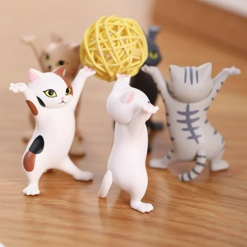 Conjunto de Figuras Decorativas Gatos Dançantes - Kit com 5 Miniaturas