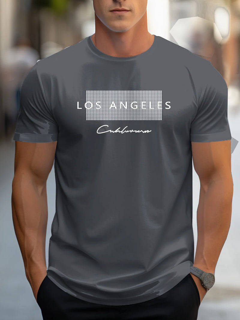 Camiseta Masculina  com Estampa Gráfica "Los Angeles"