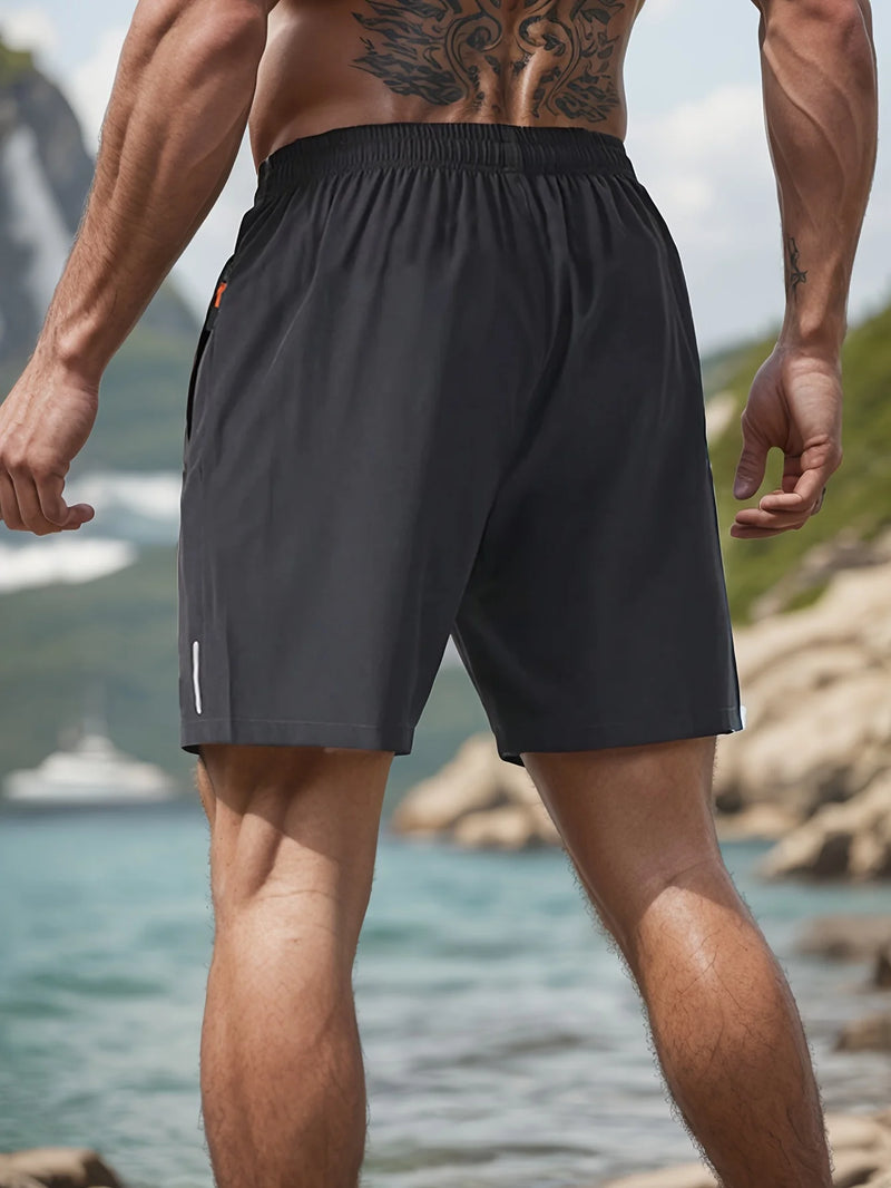 Shorts Masculinos de Secagem Rápida com Cintura Elástica e Bolsos com Zíper