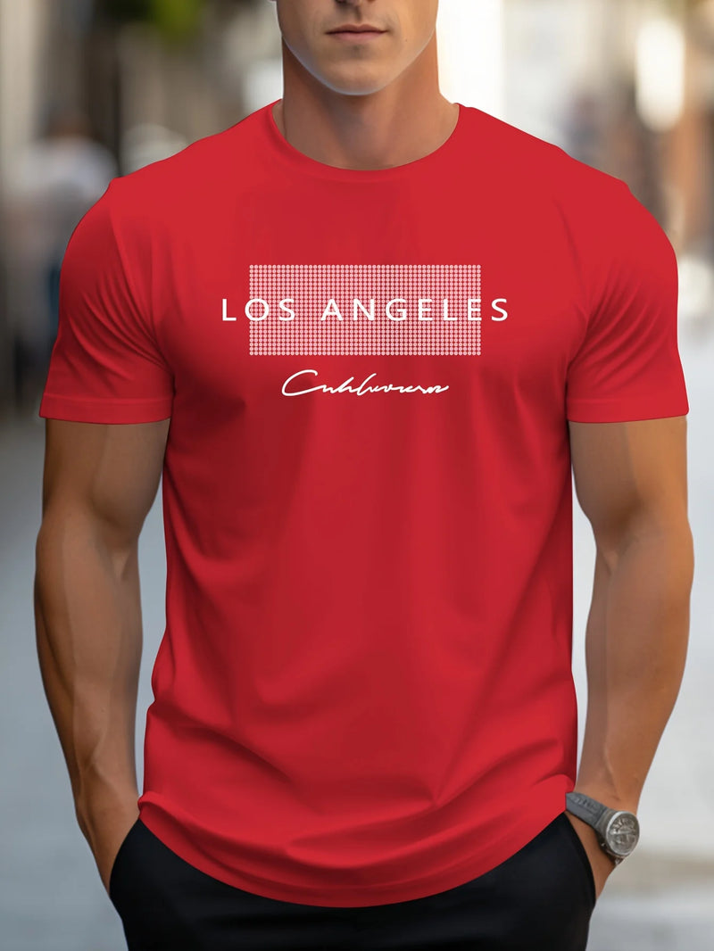 Camiseta Masculina  com Estampa Gráfica "Los Angeles"