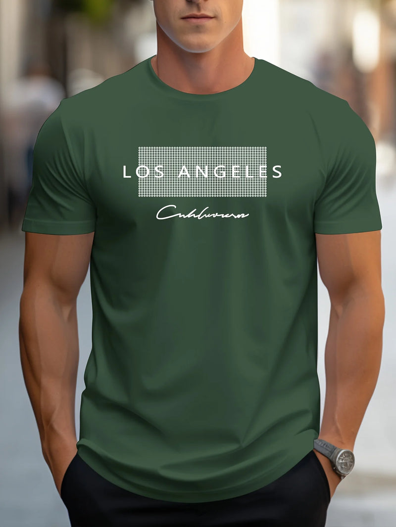 Camiseta Masculina  com Estampa Gráfica "Los Angeles"